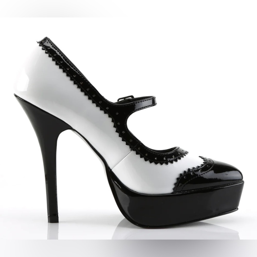 Devious Black & Whit Platform Heels (never worn) - Picture 5 of 7